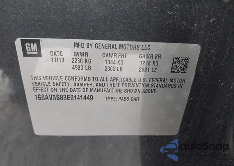 2014 Cadillac Cts Vsport Premium z USA, uszkodzony, nr VIN 1G6AV5S83E0141449